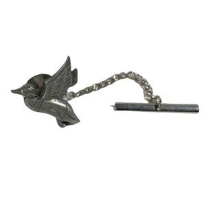 Vintage Arrow Flying Duck Tie Tack Pin Pewter Mallard